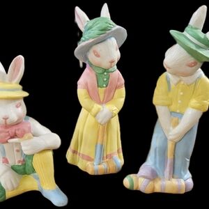Colorful Bunny Figurines Set